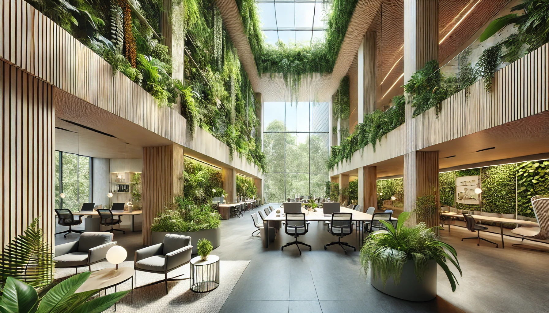 Green Walls and Vertical Gardens in Office Spaces